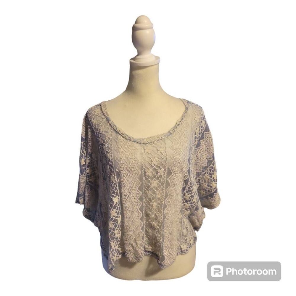 Black Poppy Women's Crochet Knit Top Size Small